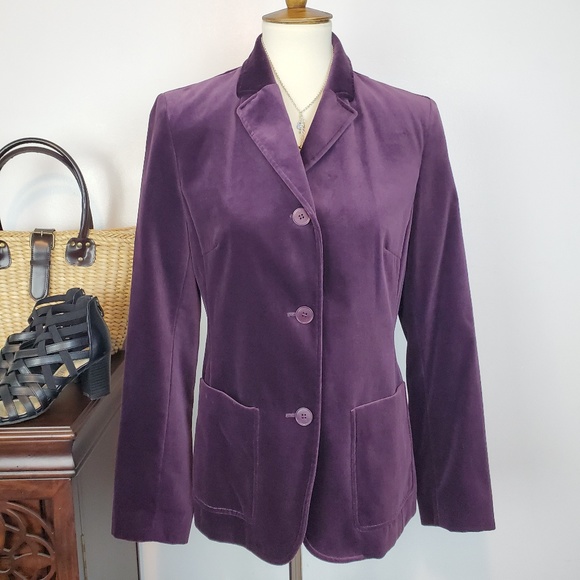 The Limited Jackets & Blazers - The Limited Purple Velvet Feel Blazer Button Up, S